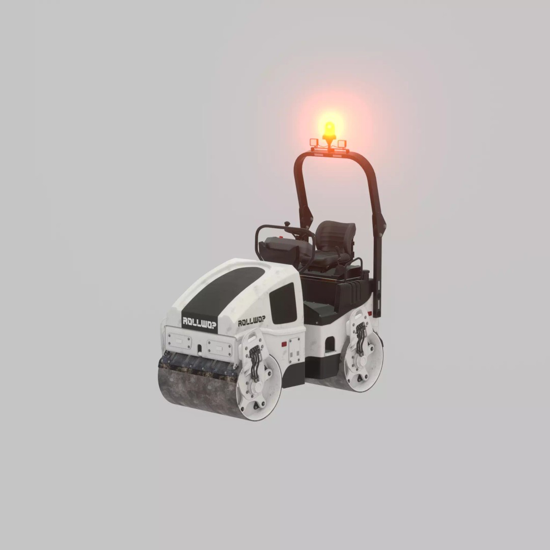 Road Roller 3D Model – Low Poly Construction Vehicle, FBX, Game Ready - View 57