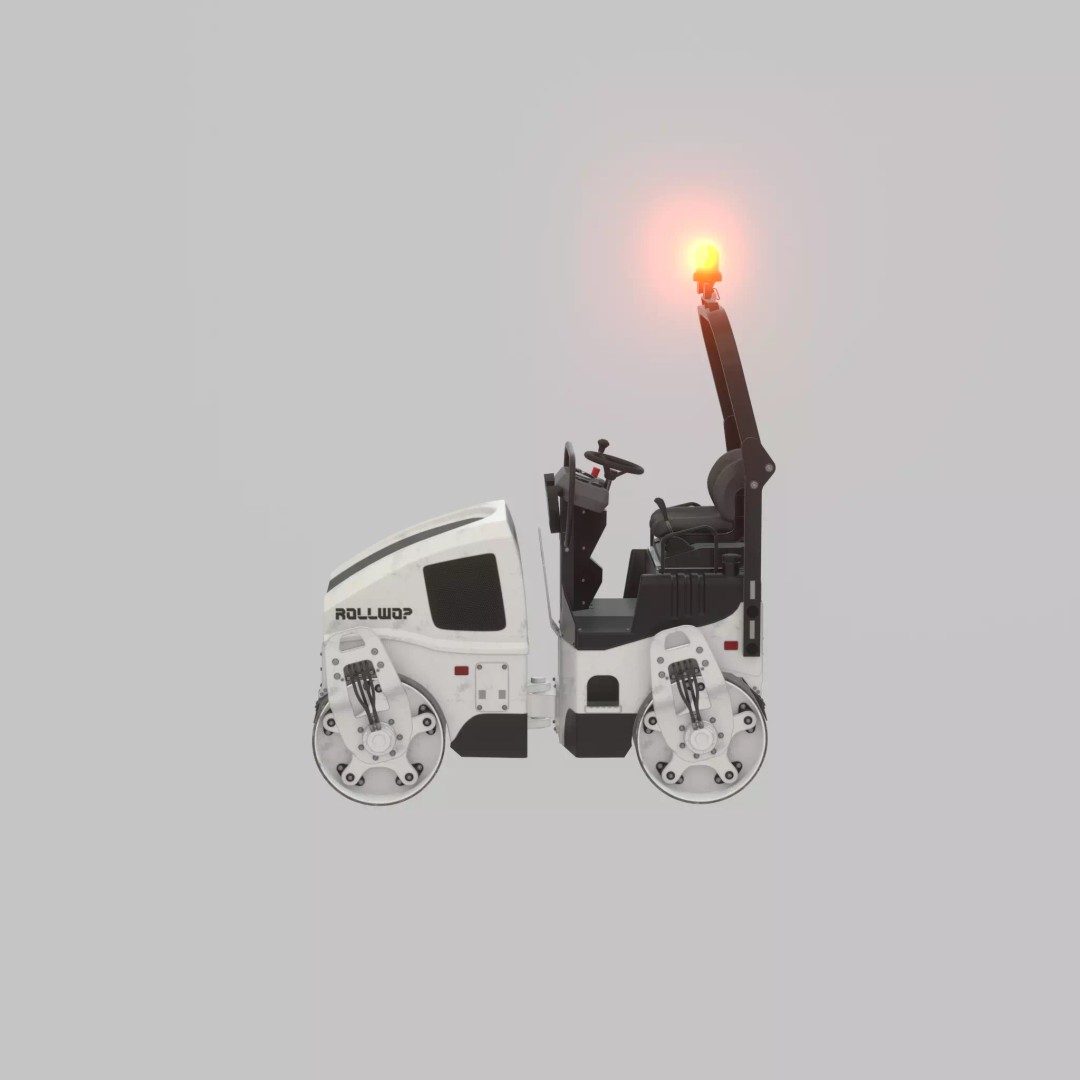 Road Roller 3D Model – Low Poly Construction Vehicle, FBX, Game Ready - View 58