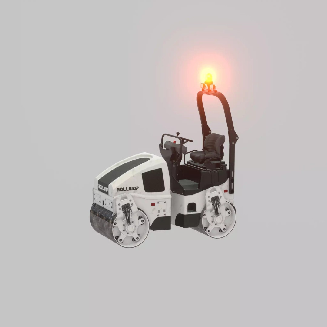 Road Roller 3D Model – Low Poly Construction Vehicle, FBX, Game Ready - View 60