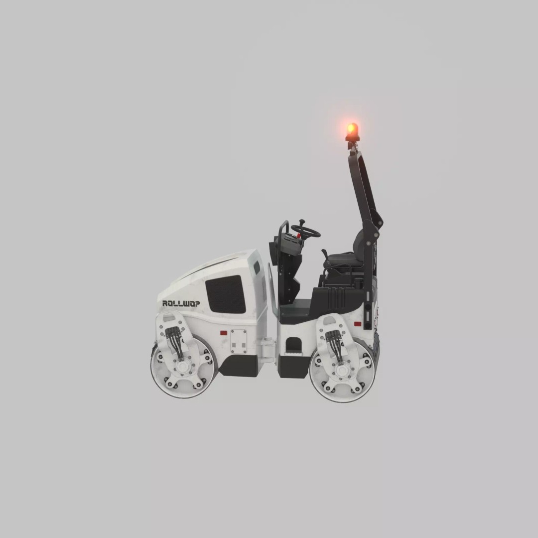 Road Roller 3D Model – Low Poly Construction Vehicle, FBX, Game Ready - View 62