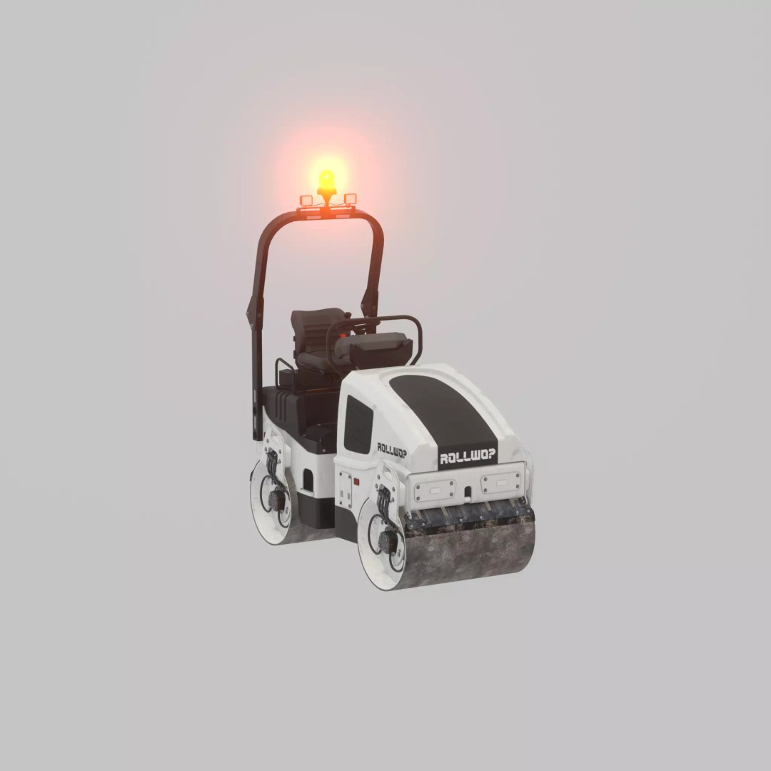 Road Roller 3D Model – Low Poly Construction Vehicle, FBX, Game Ready - View 63