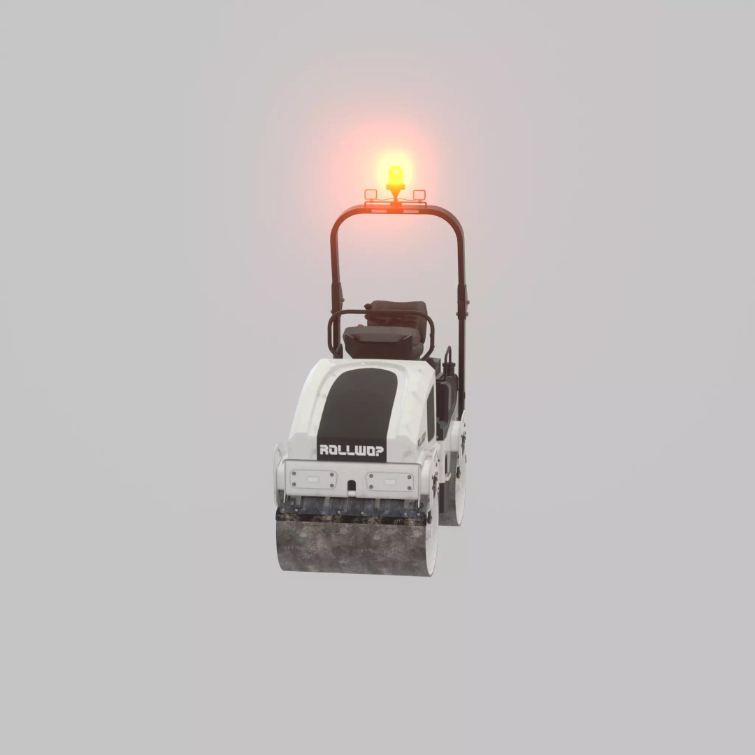 Road Roller 3D Model – Low Poly Construction Vehicle, FBX, Game Ready - View 64
