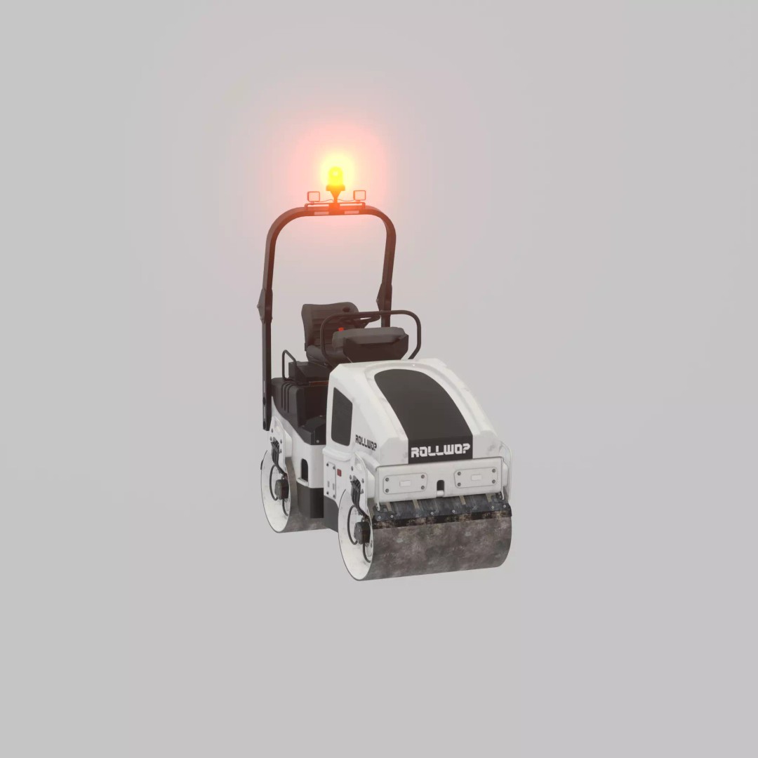 Road Roller 3D Model – Low Poly Construction Vehicle, FBX, Game Ready - View 65