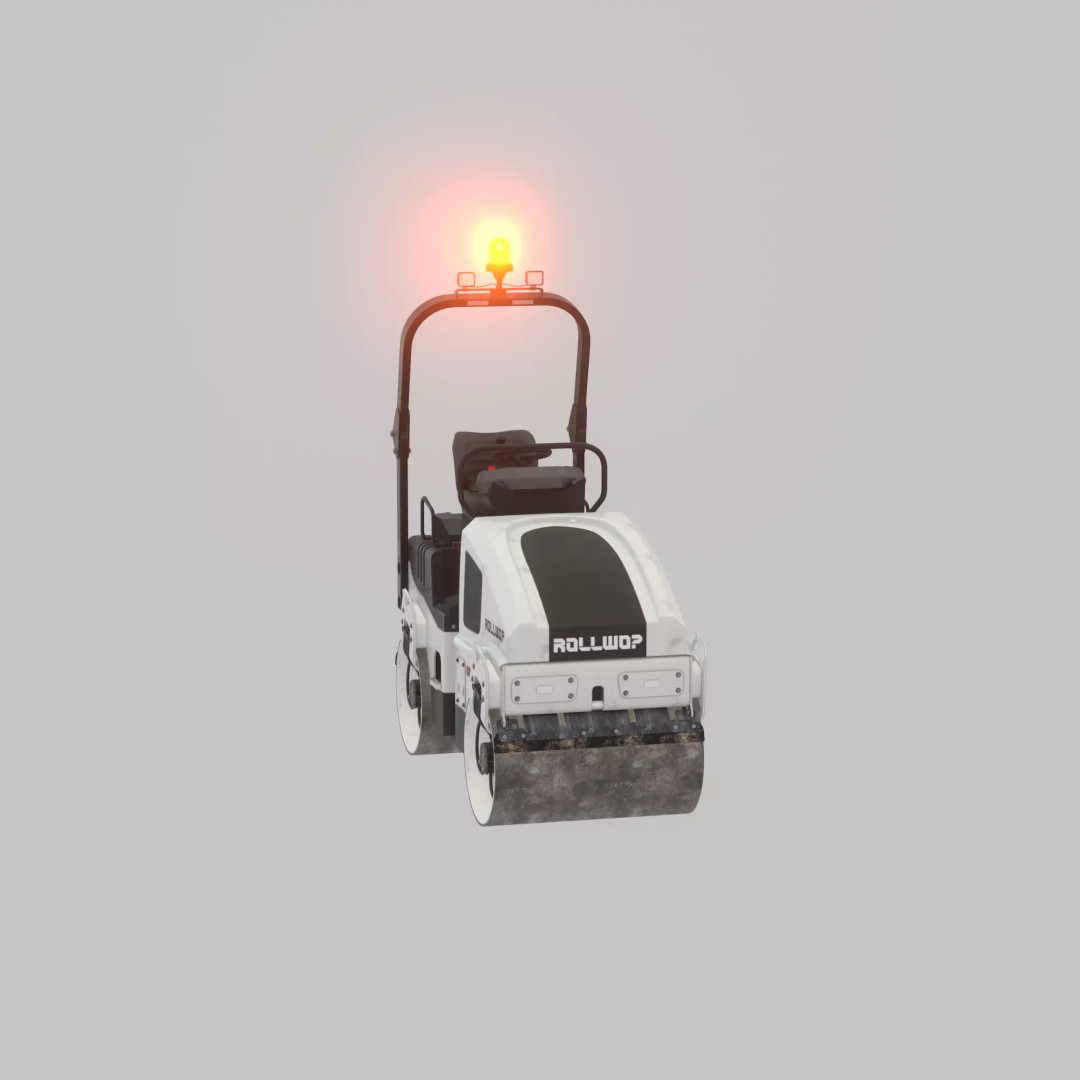 Road Roller 3D Model – Low Poly Construction Vehicle, FBX, Game Ready - View 66