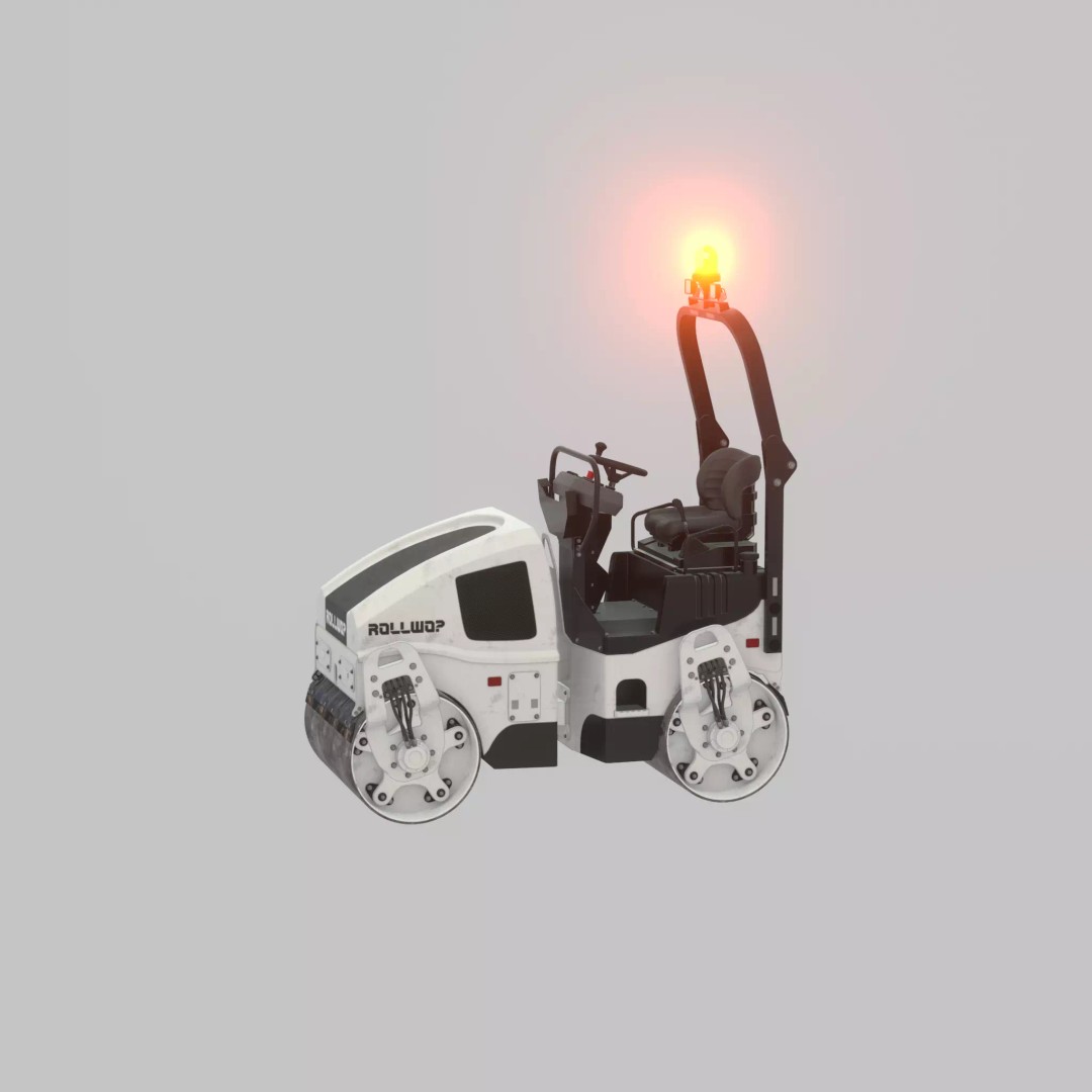 Road Roller 3D Model – Low Poly Construction Vehicle, FBX, Game Ready - View 67
