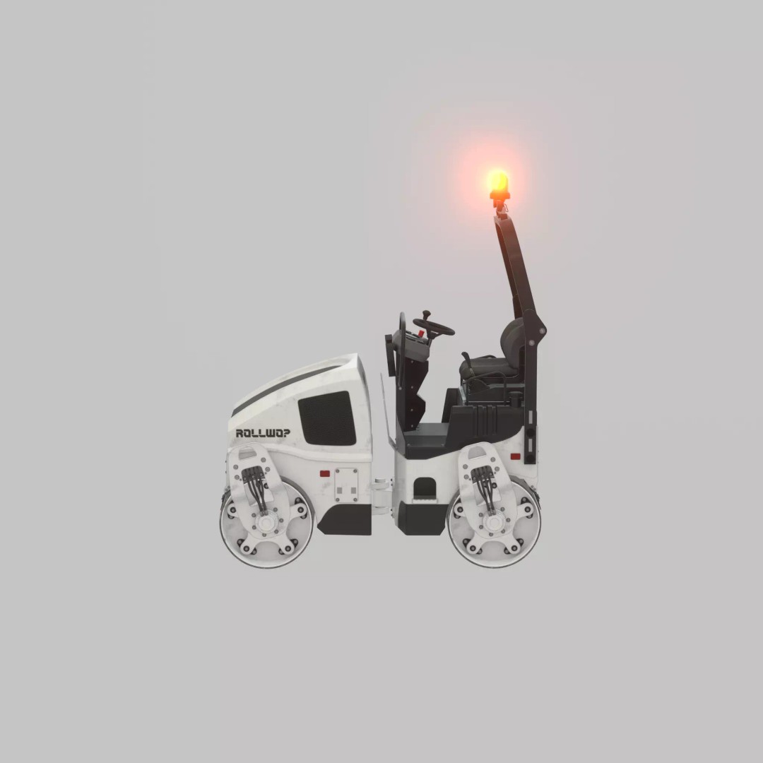 Road Roller 3D Model – Low Poly Construction Vehicle, FBX, Game Ready - View 68