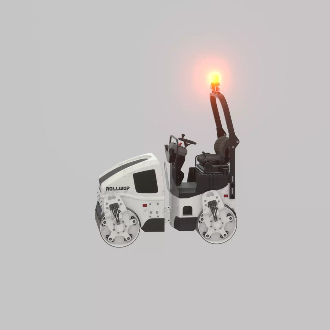 Road Roller 3D Model – Low Poly Construction Vehicle, FBX, Game Ready - View 69