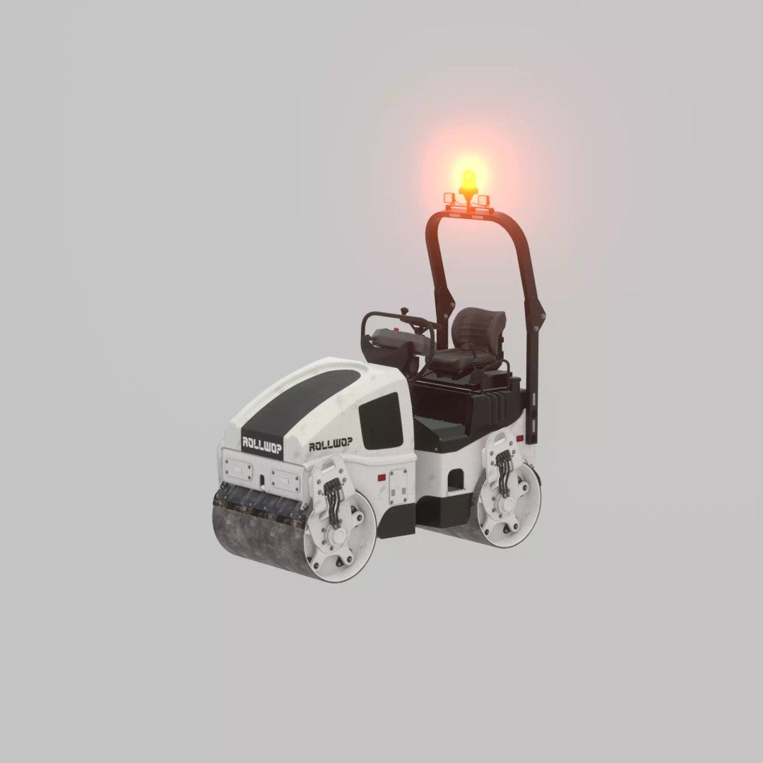 Road Roller 3D Model – Low Poly Construction Vehicle, FBX, Game Ready - View 70