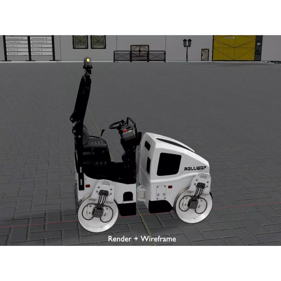 Road Roller 3D Model – Low Poly Construction Vehicle, FBX, Game Ready - View 8