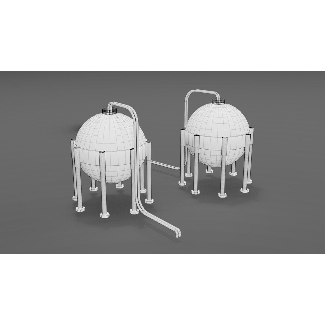 Refinery Industrial Props 3D Model – Low Poly Game Ready Asset, FBX, Blender - View 14