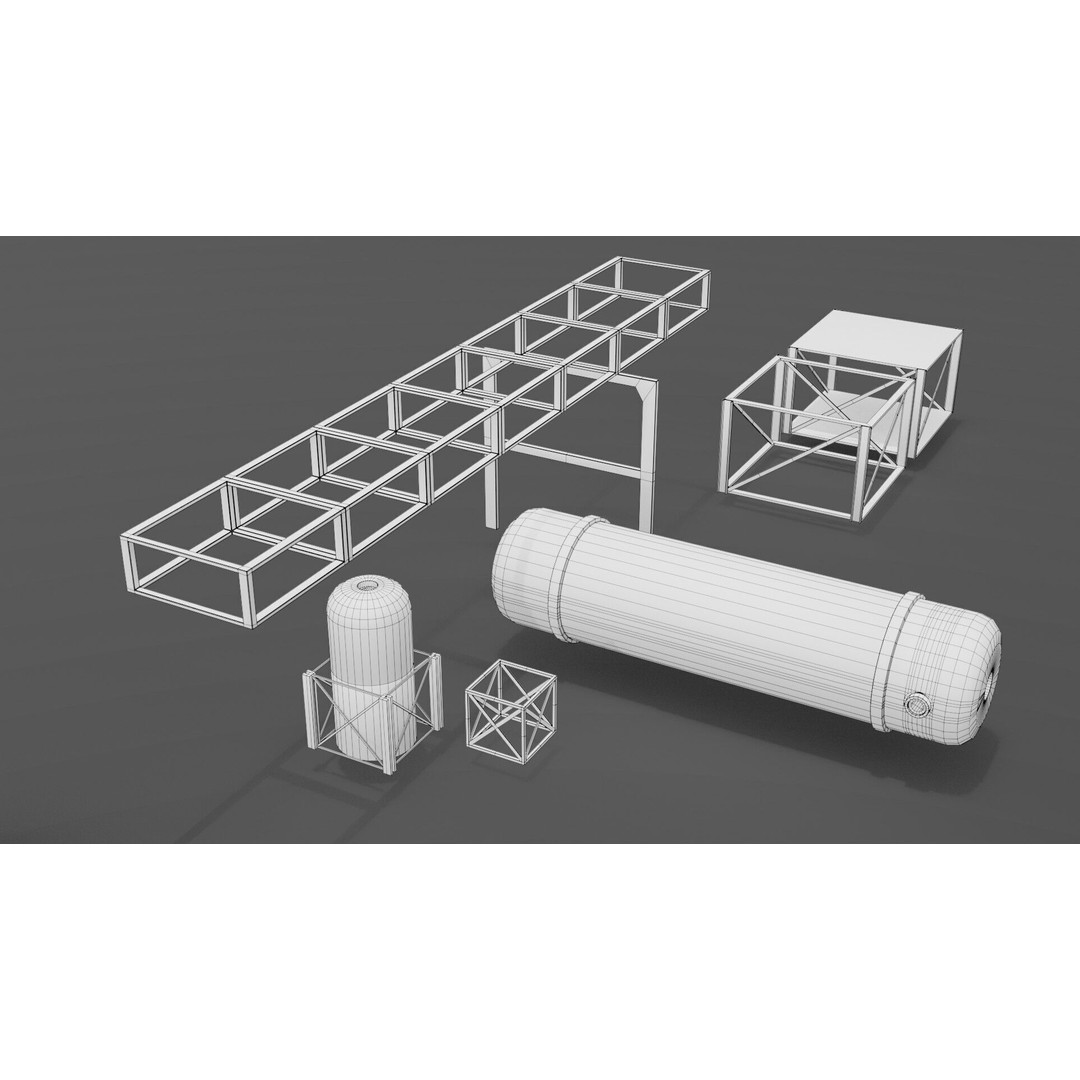 Refinery Industrial Props 3D Model – Low Poly Game Ready Asset, FBX, Blender - View 18