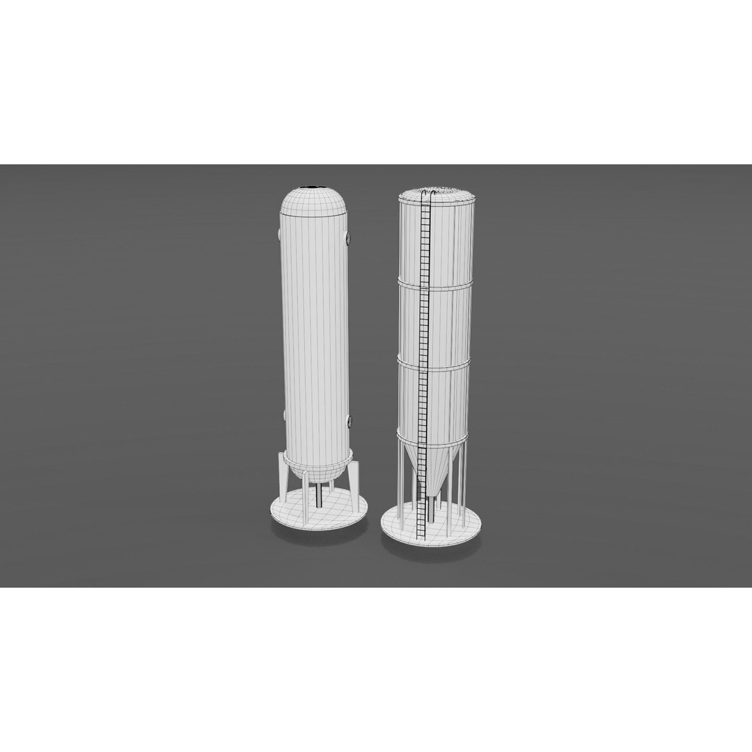 Refinery Industrial Props 3D Model – Low Poly Game Ready Asset, FBX, Blender - View 20