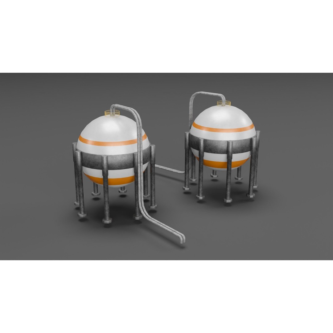 Refinery Industrial Props 3D Model – Low Poly Game Ready Asset, FBX, Blender - View 4