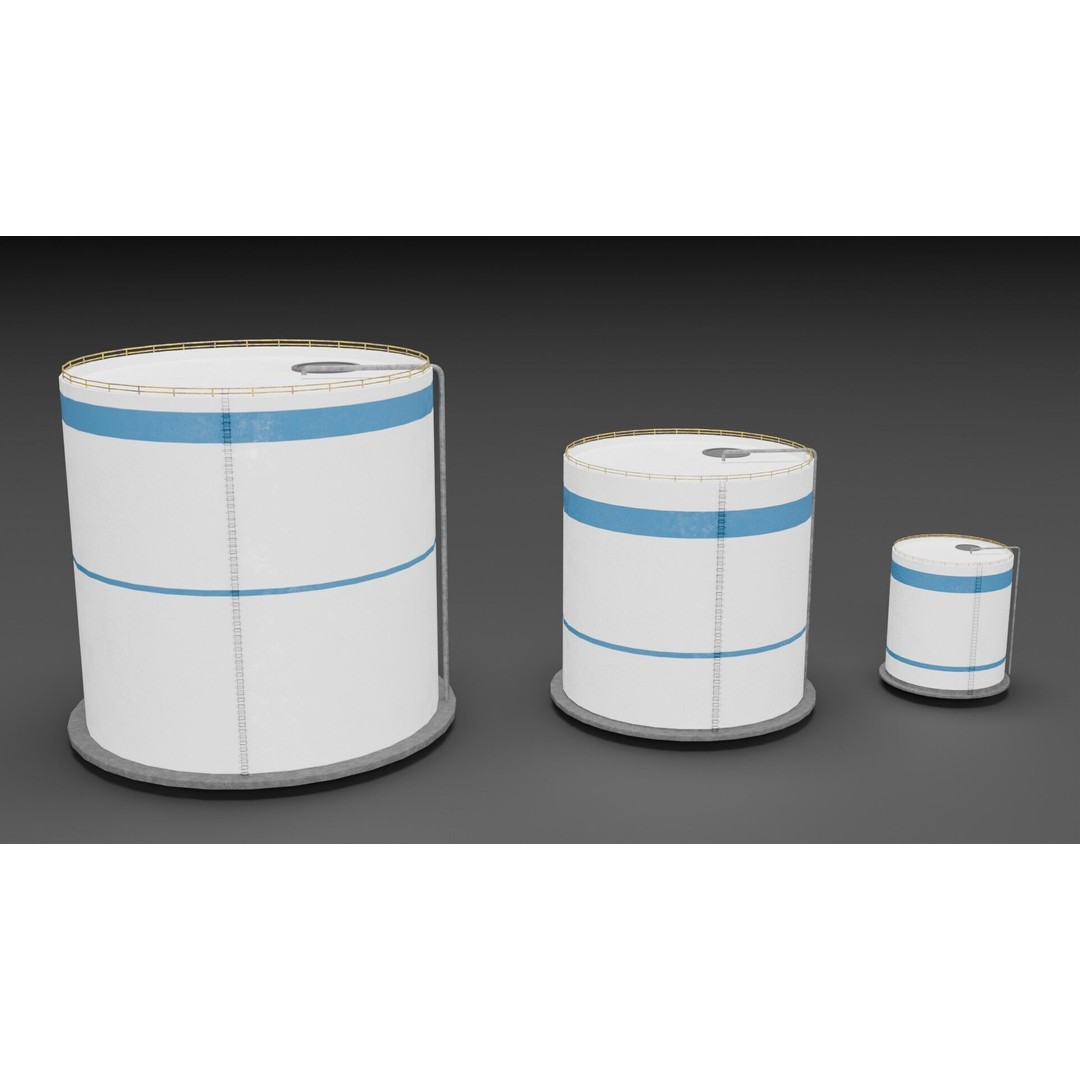 Refinery Industrial Props 3D Model – Low Poly Game Ready Asset, FBX, Blender - View 7