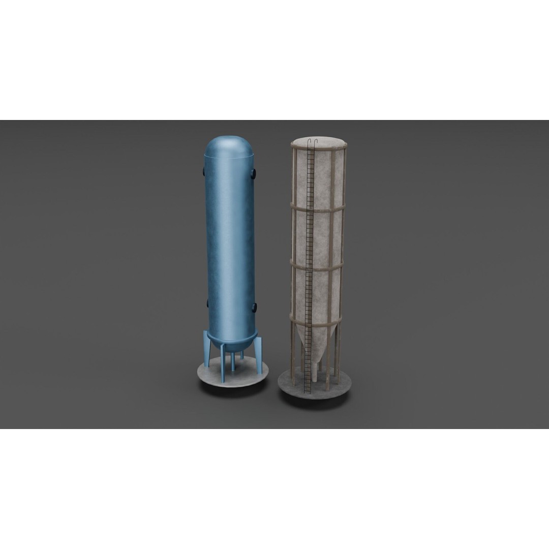 Refinery Industrial Props 3D Model – Low Poly Game Ready Asset, FBX, Blender - View 8