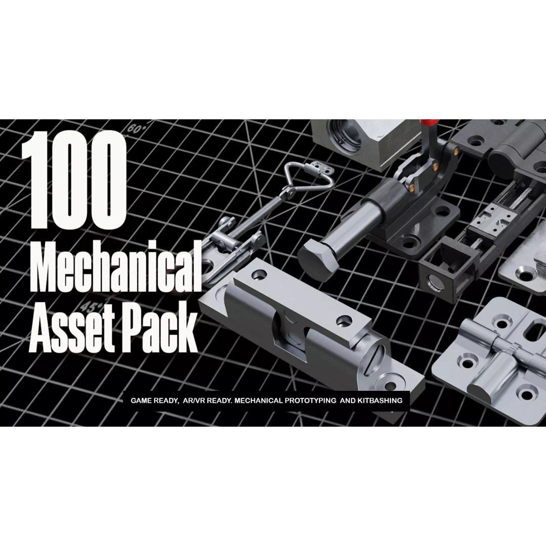 Mechanical Components 3D Model – High Quality Kitbash Pack, FBX - View 2
