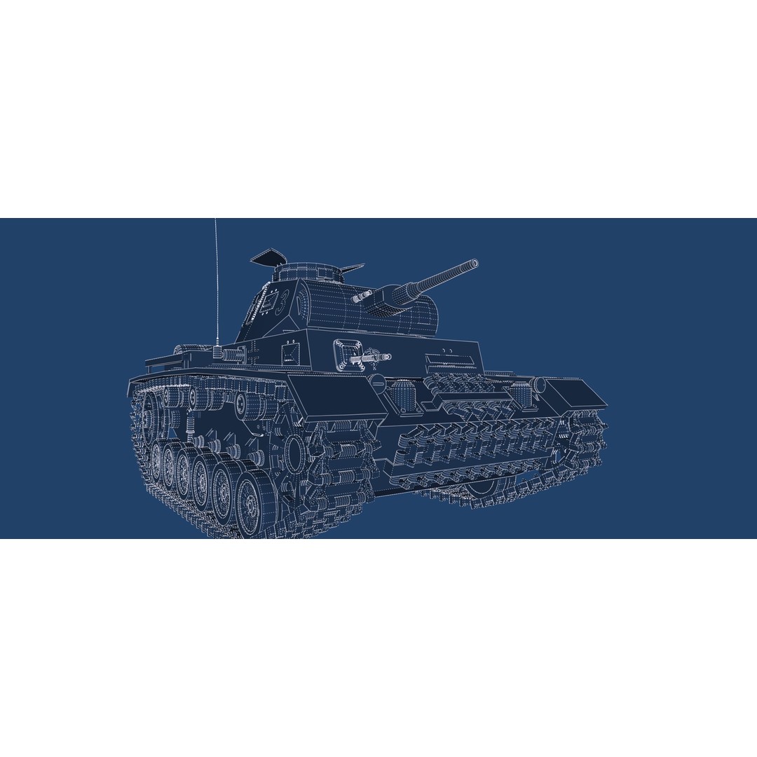 Panzer III 3D Model – Detailed Military Vehicle with Interior