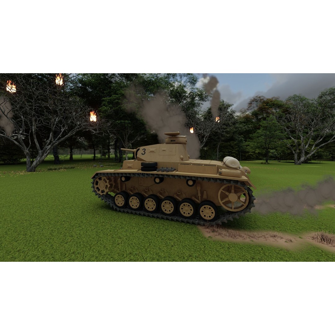 Panzer III 3D Model – Detailed Military Vehicle with Interior - View 3