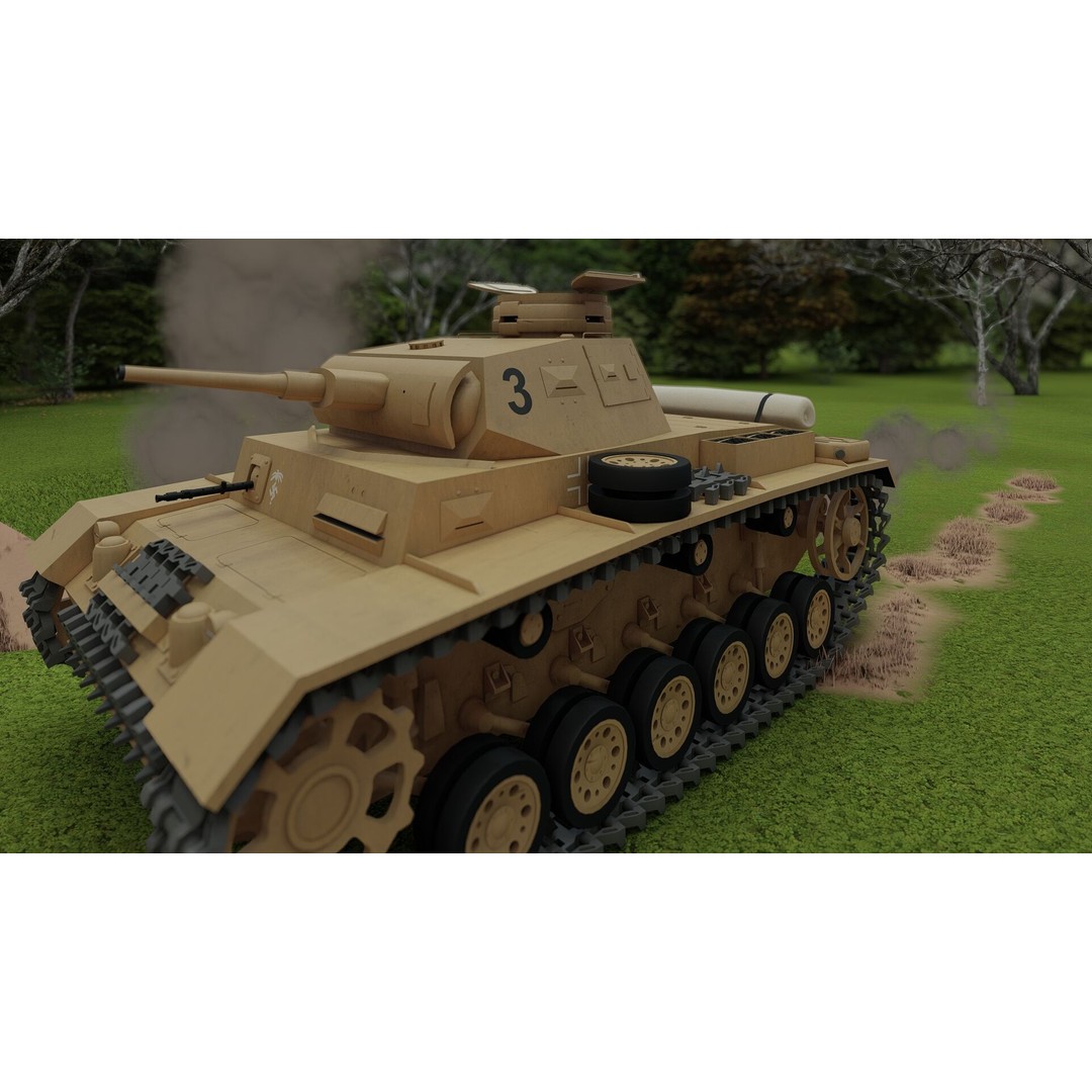 Panzer III 3D Model – Detailed Military Vehicle with Interior - View 8