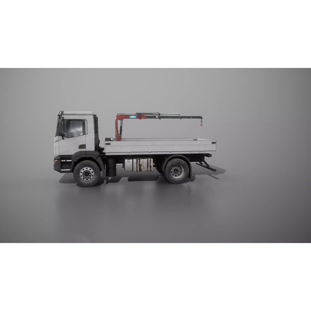 Realistic Flatbed Truck 3D Model – Aged Rusted Vehicle, PBR Textures