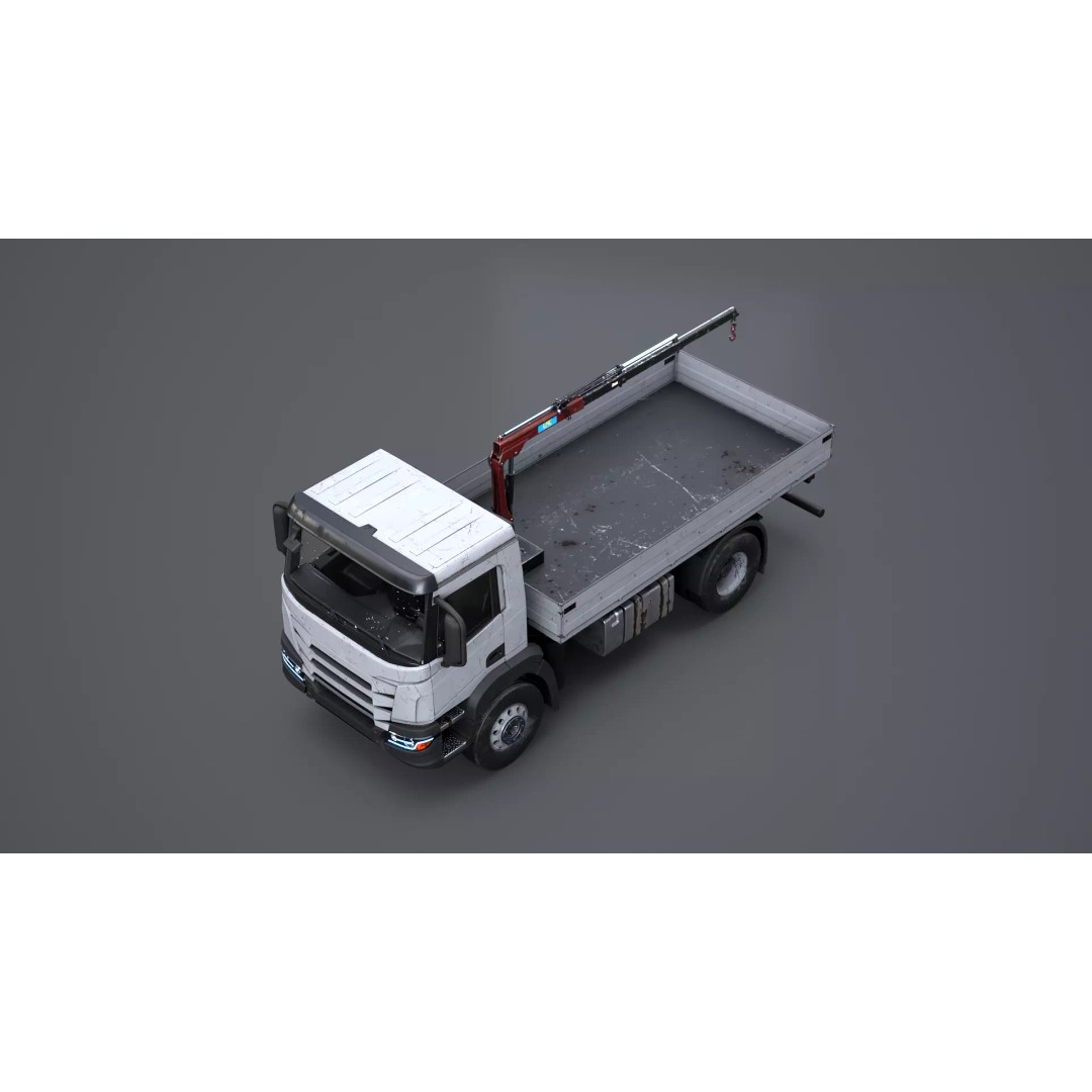 Realistic Flatbed Truck 3D Model – Aged Rusted Vehicle, PBR Textures - View 10