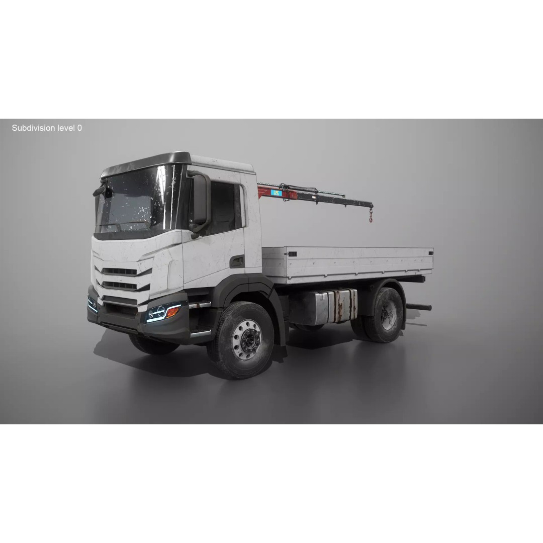 Realistic Flatbed Truck 3D Model – Aged Rusted Vehicle, PBR Textures - View 11