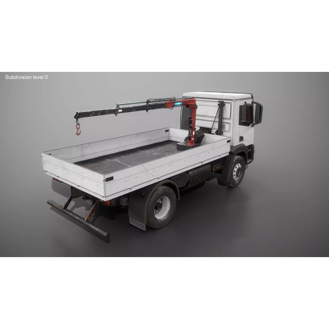 Realistic Flatbed Truck 3D Model – Aged Rusted Vehicle, PBR Textures - View 13