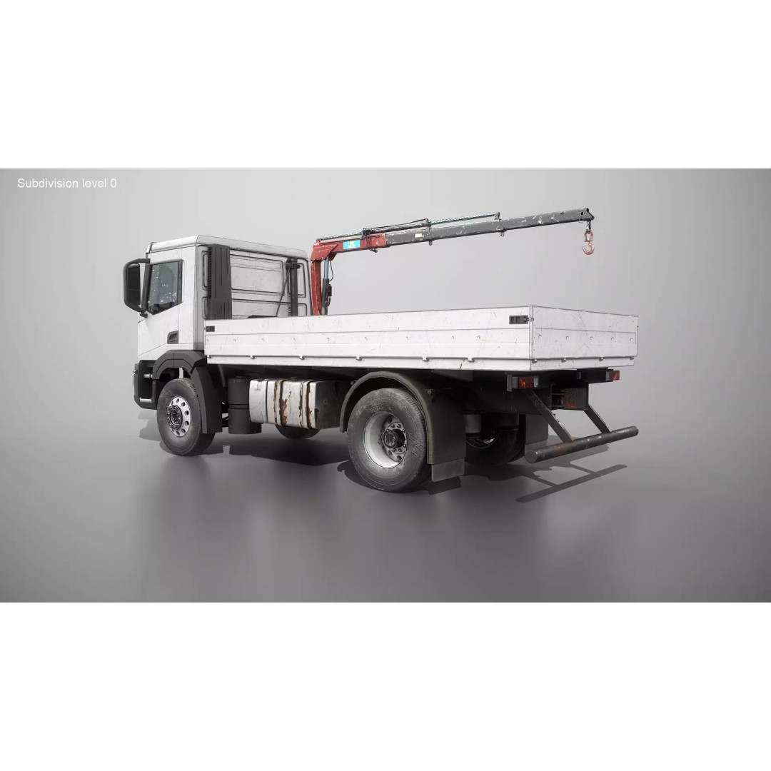 Realistic Flatbed Truck 3D Model – Aged Rusted Vehicle, PBR Textures - View 14