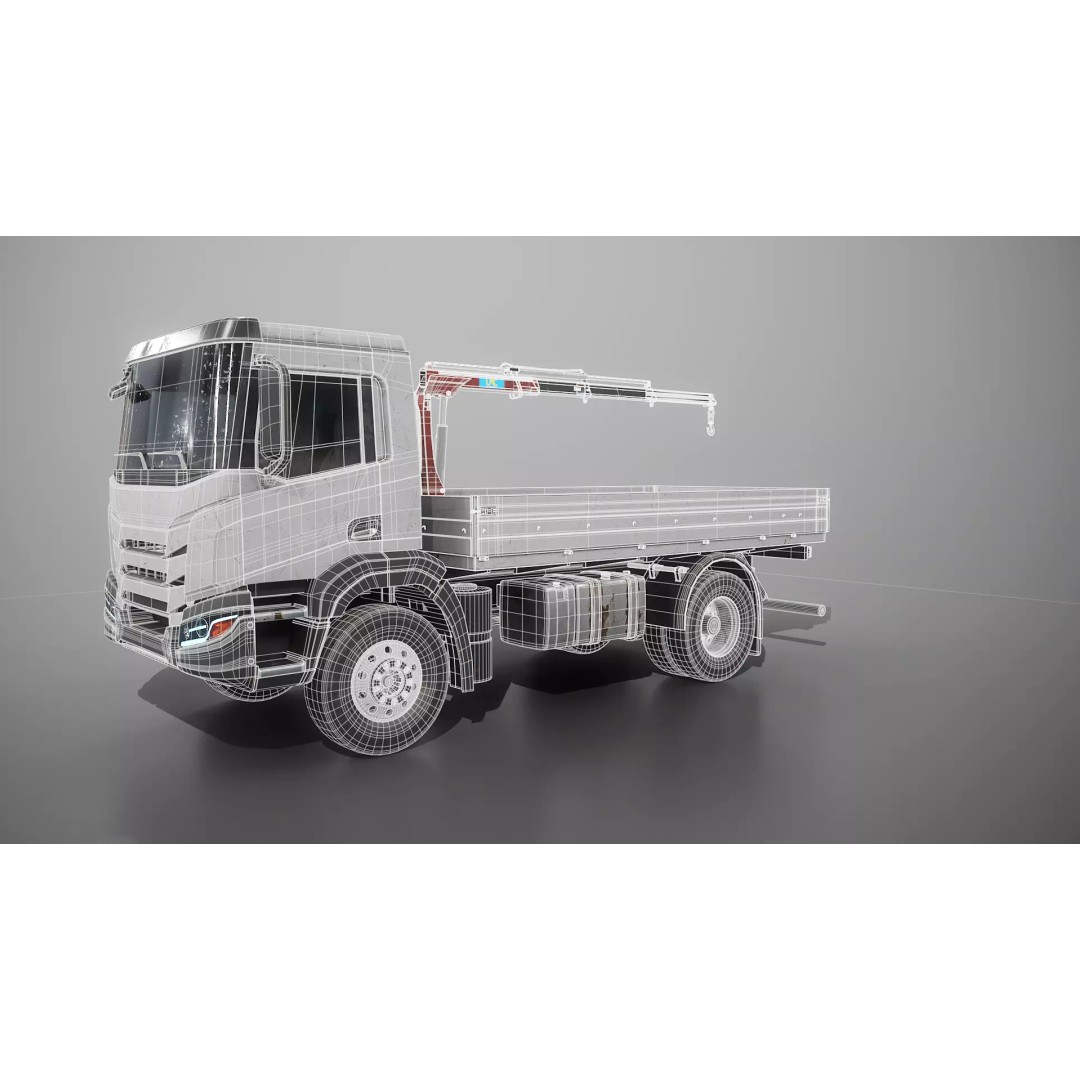 Realistic Flatbed Truck 3D Model – Aged Rusted Vehicle, PBR Textures - View 17