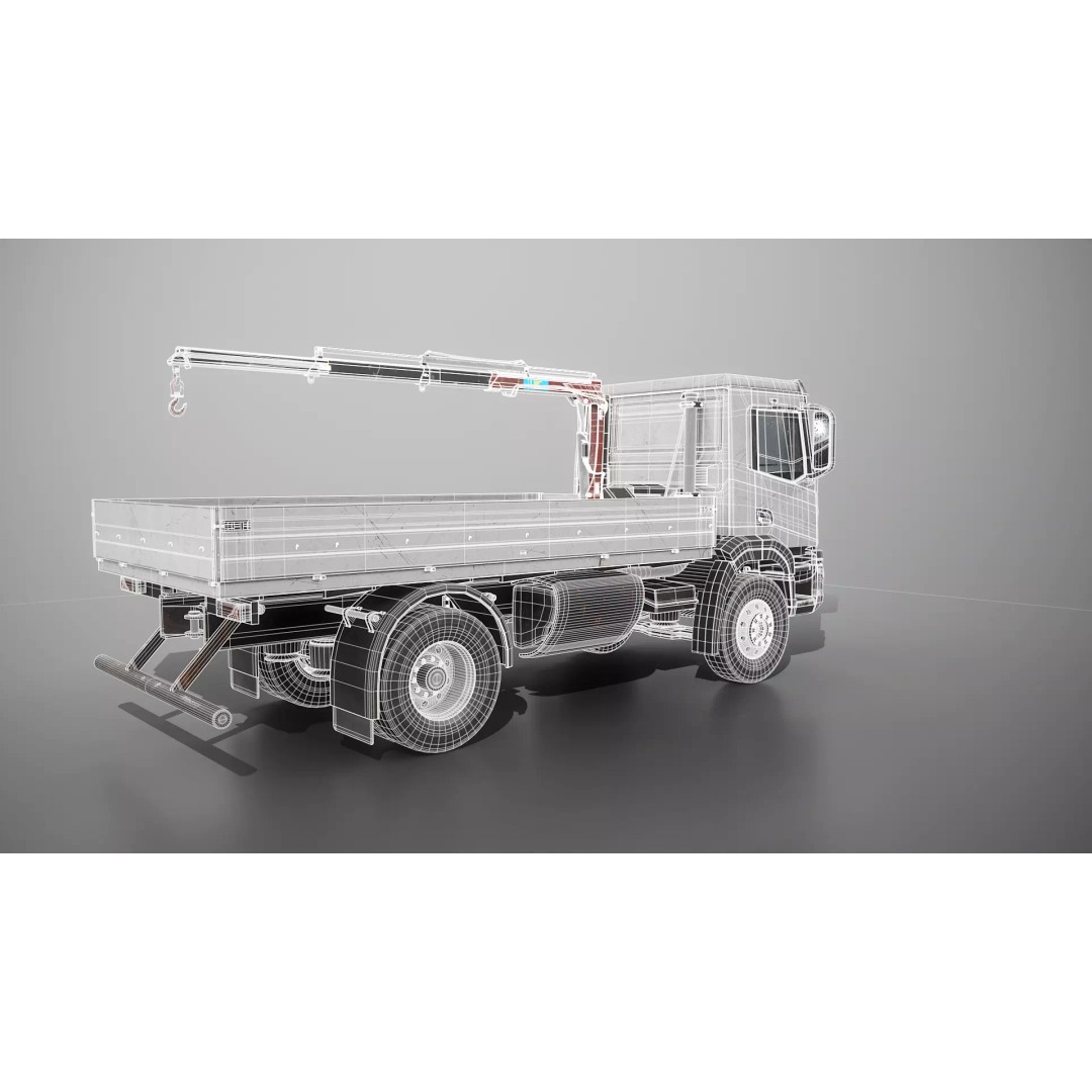 Realistic Flatbed Truck 3D Model – Aged Rusted Vehicle, PBR Textures - View 18