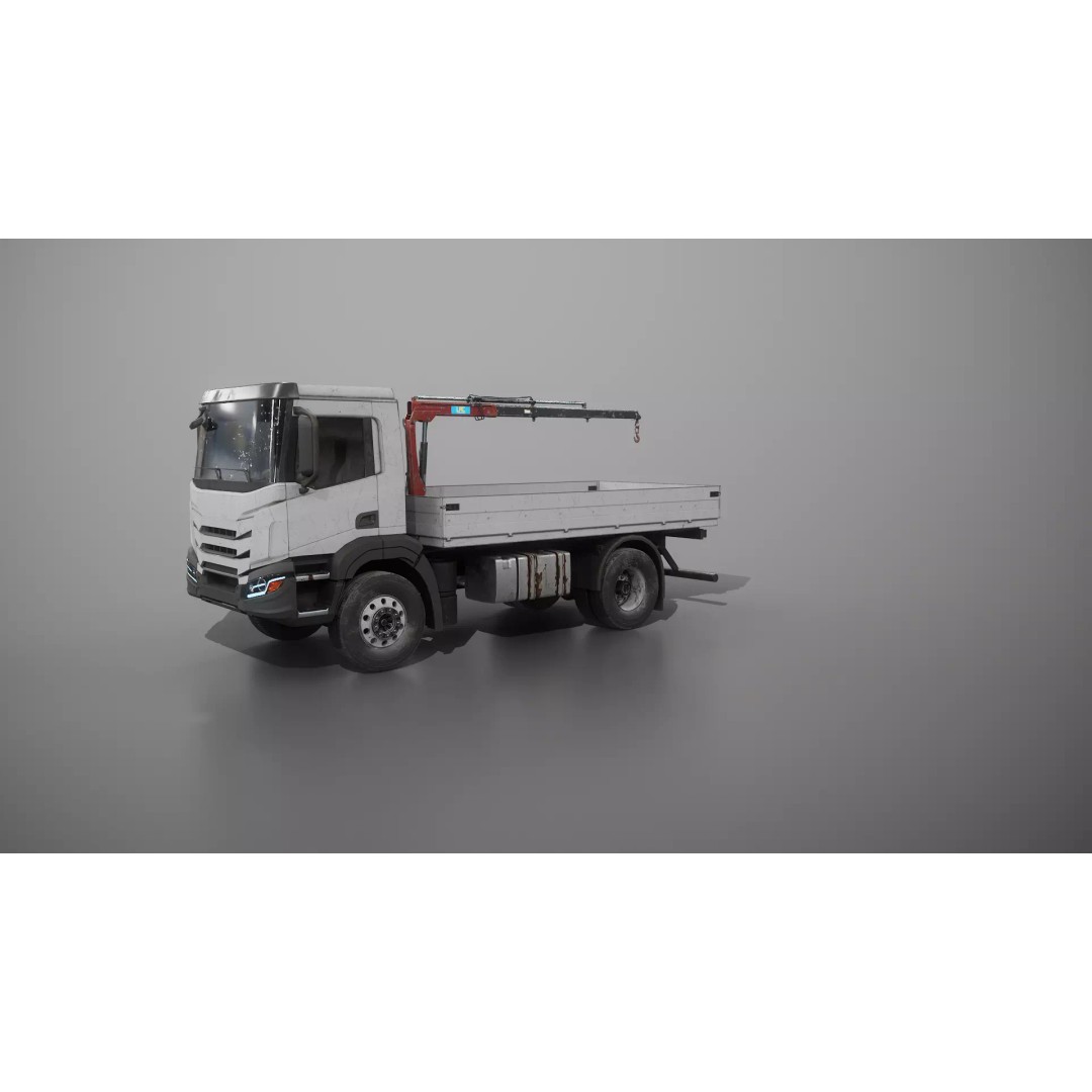 Realistic Flatbed Truck 3D Model – Aged Rusted Vehicle, PBR Textures - View 19