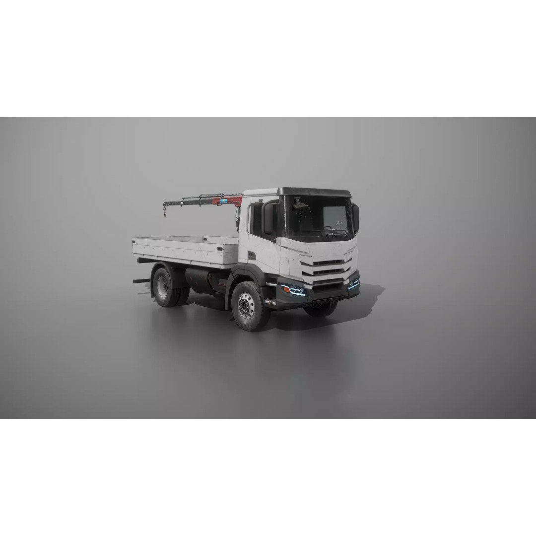 Realistic Flatbed Truck 3D Model – Aged Rusted Vehicle, PBR Textures - View 22