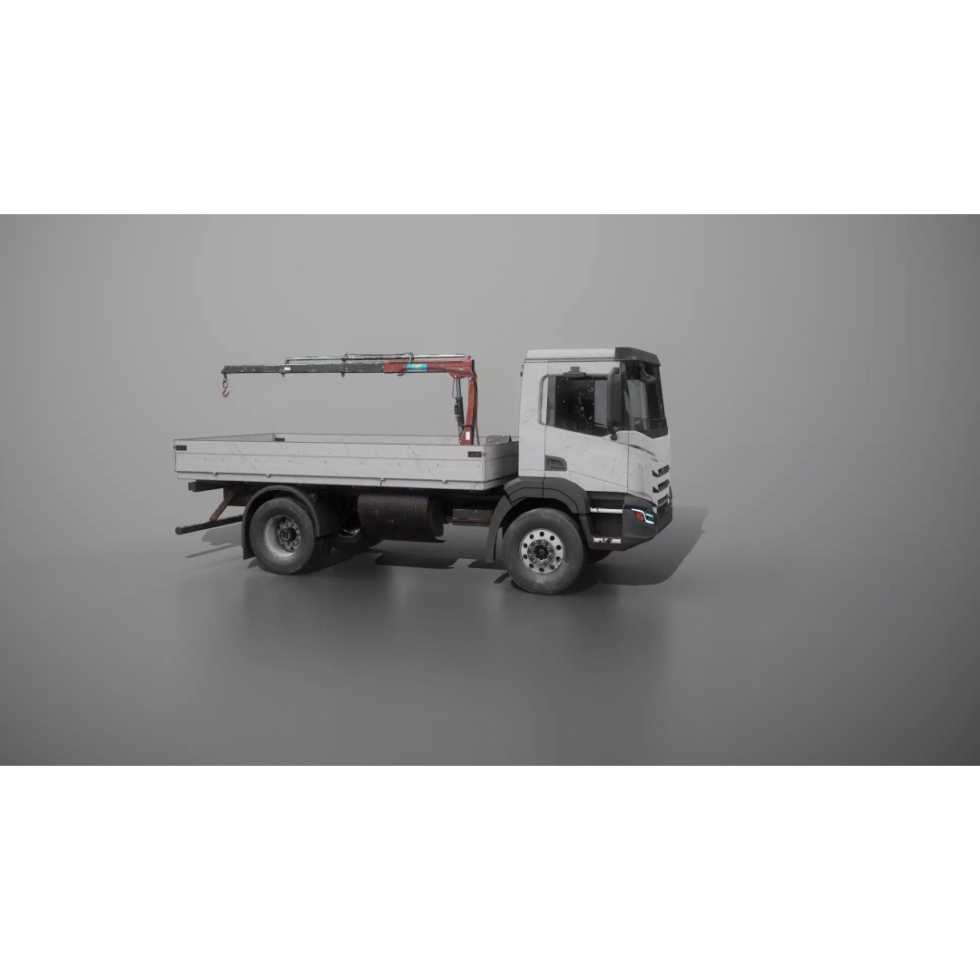 Realistic Flatbed Truck 3D Model – Aged Rusted Vehicle, PBR Textures - View 23