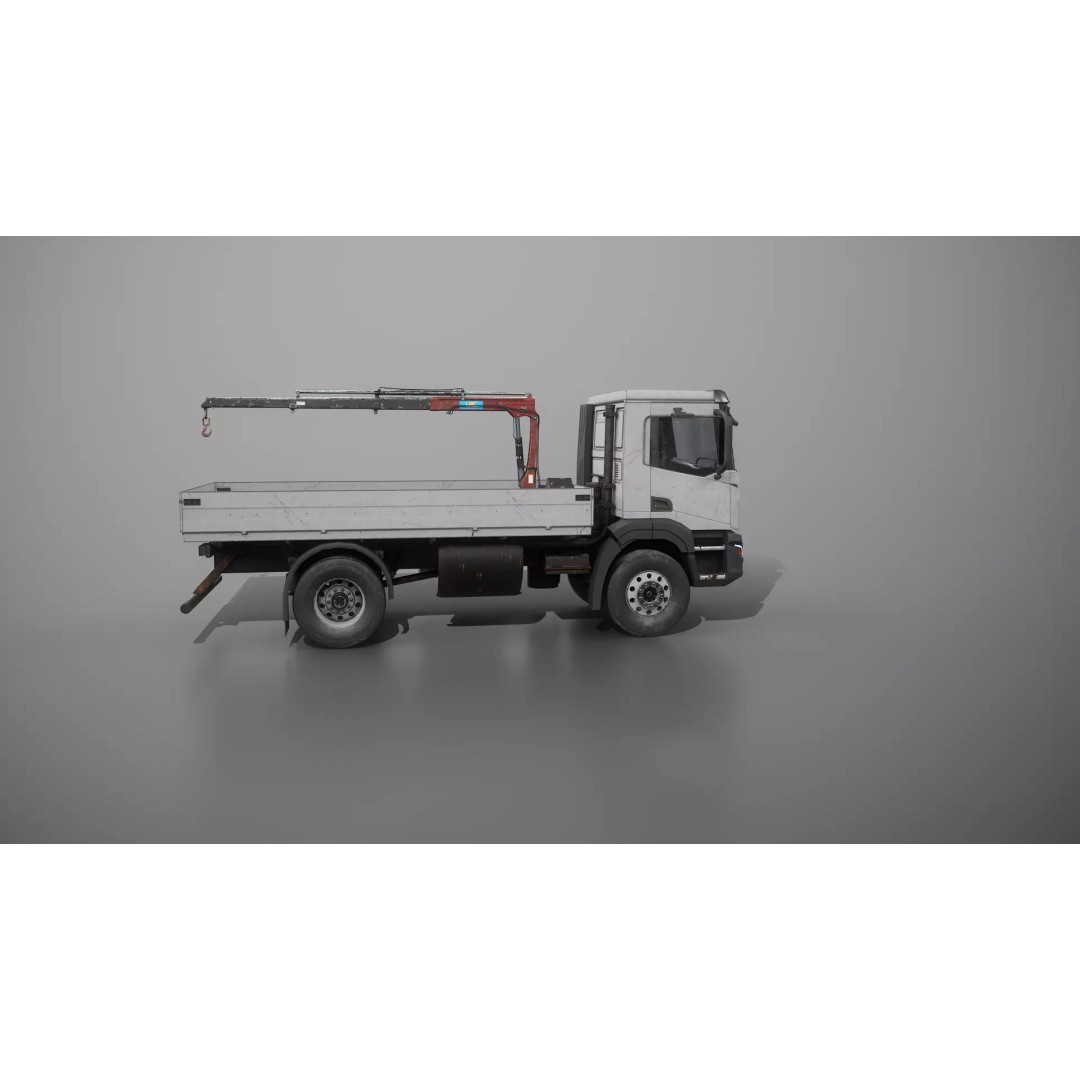 Realistic Flatbed Truck 3D Model – Aged Rusted Vehicle, PBR Textures - View 24