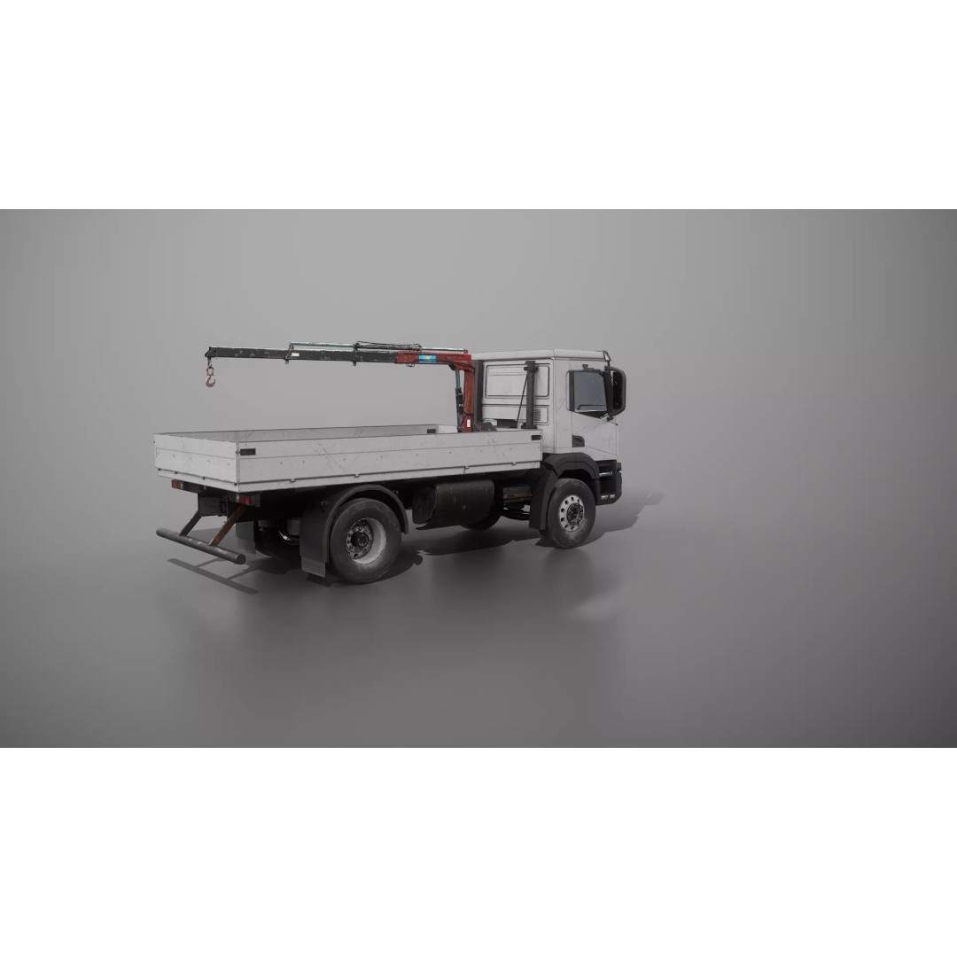 Realistic Flatbed Truck 3D Model – Aged Rusted Vehicle, PBR Textures - View 25