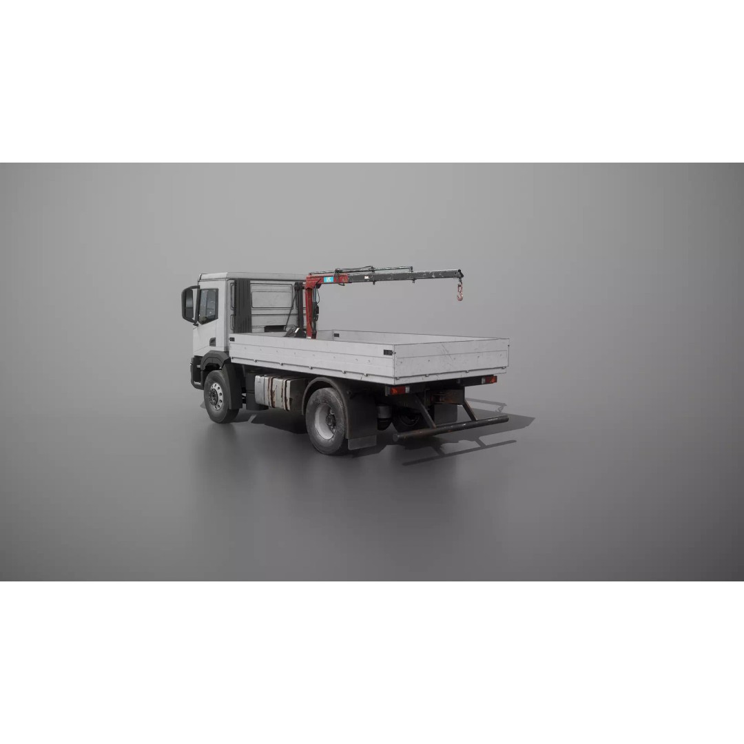 Realistic Flatbed Truck 3D Model – Aged Rusted Vehicle, PBR Textures - View 28