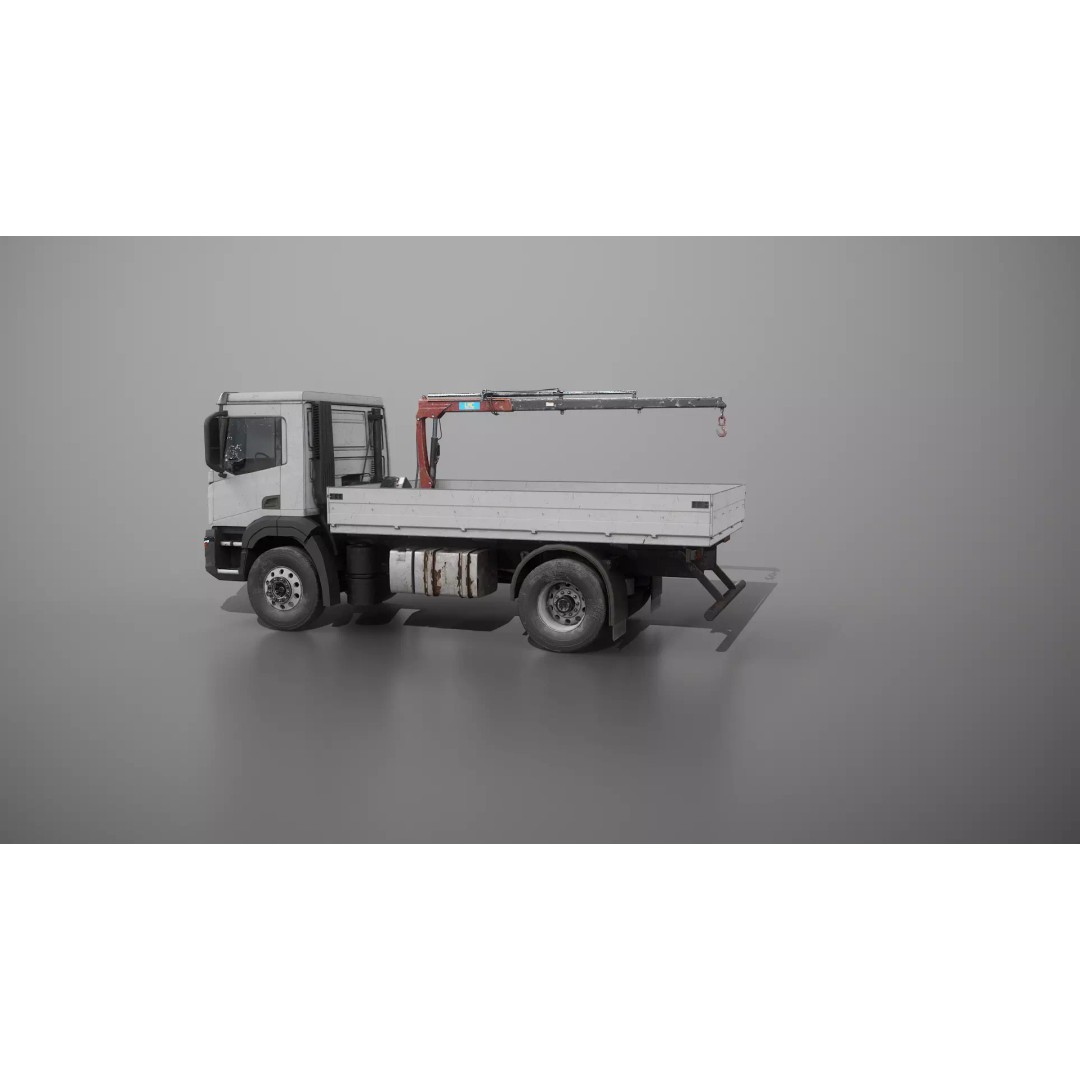 Realistic Flatbed Truck 3D Model – Aged Rusted Vehicle, PBR Textures - View 29