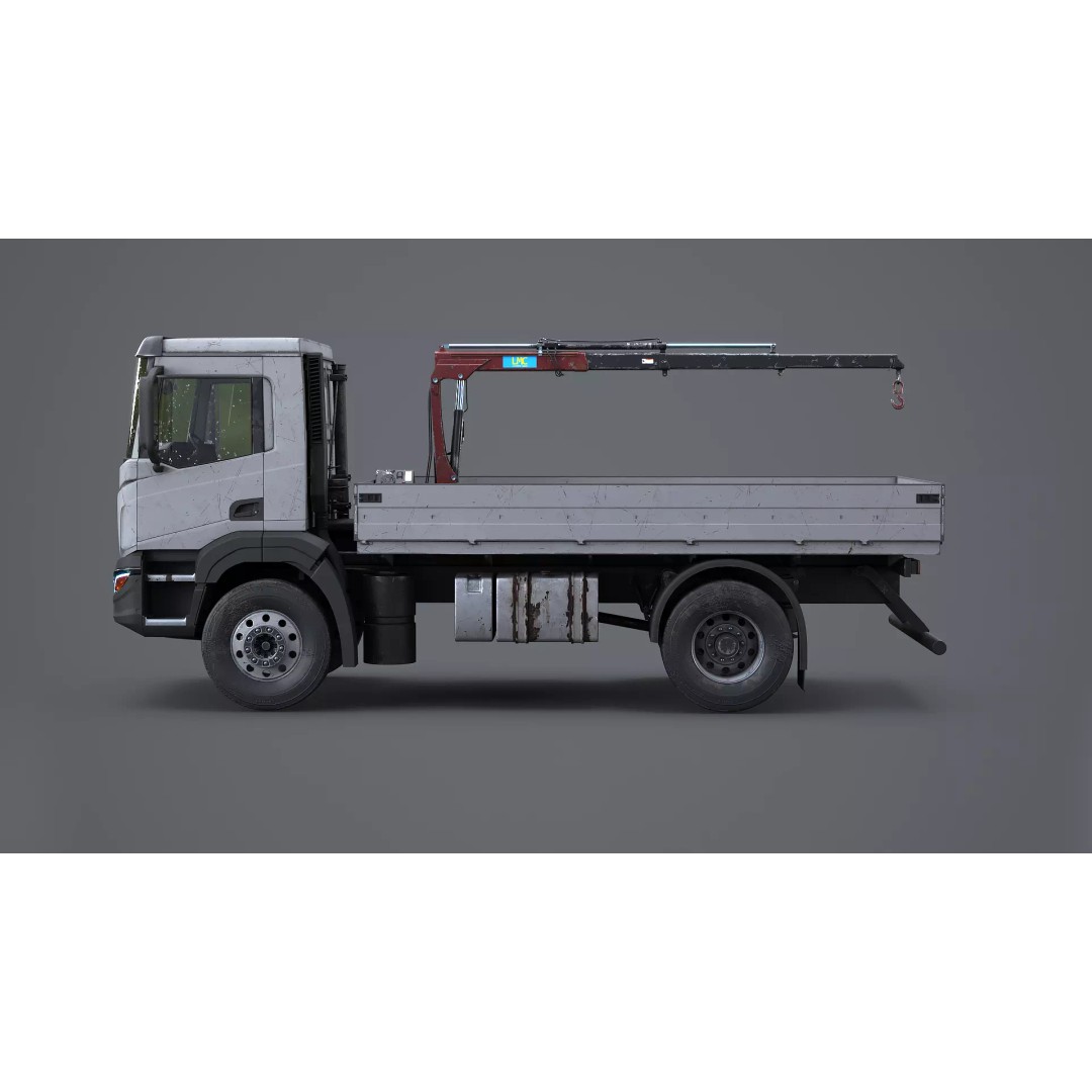 Realistic Flatbed Truck 3D Model – Aged Rusted Vehicle, PBR Textures - View 3