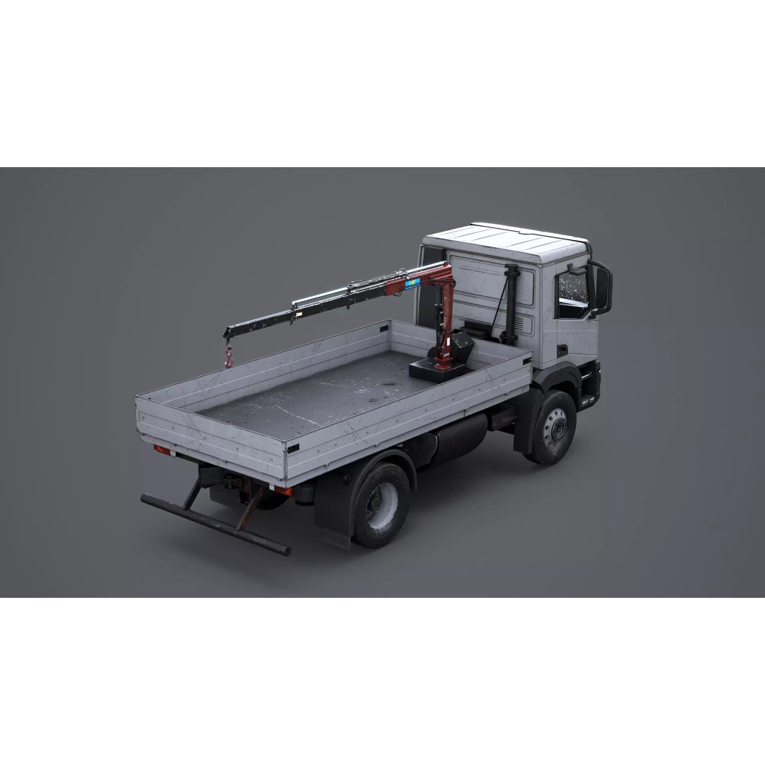 Realistic Flatbed Truck 3D Model – Aged Rusted Vehicle, PBR Textures - View 6