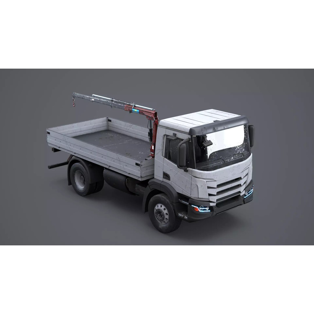 Realistic Flatbed Truck 3D Model – Aged Rusted Vehicle, PBR Textures - View 8