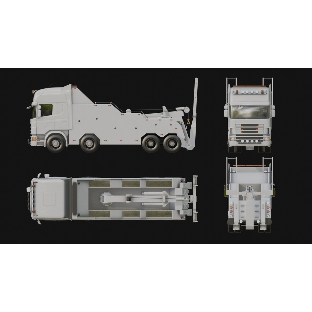 Wrecker Truck 3D Model – Low Poly Game Asset, FBX, PBR Textures - View 11