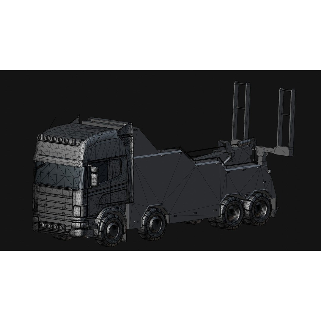 Wrecker Truck 3D Model – Low Poly Game Asset, FBX, PBR Textures - View 12