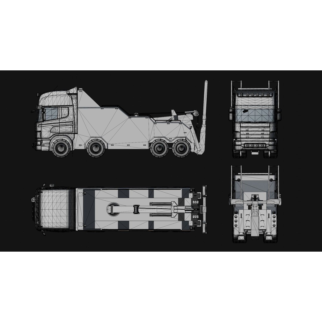 Wrecker Truck 3D Model – Low Poly Game Asset, FBX, PBR Textures - View 13