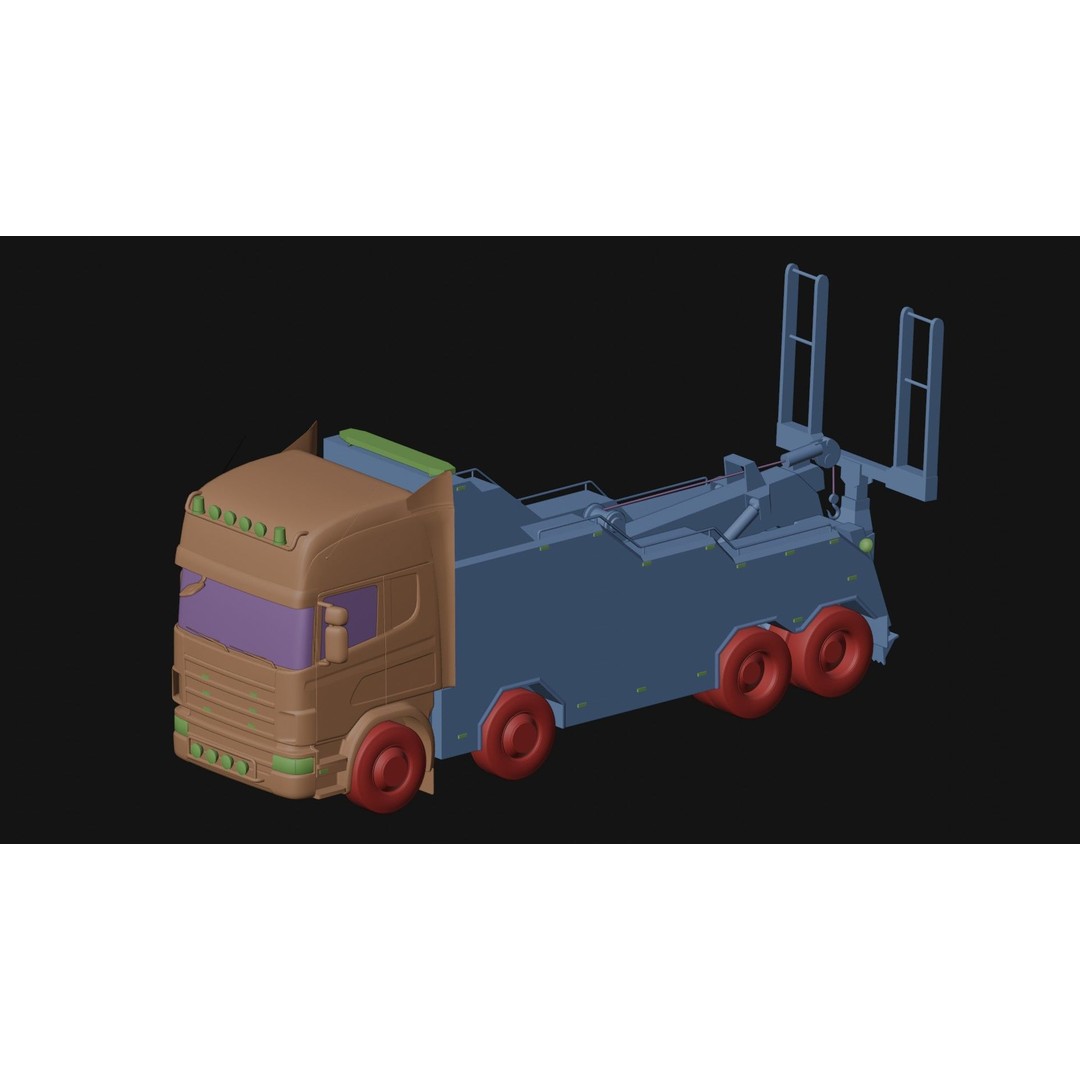 Wrecker Truck 3D Model – Low Poly Game Asset, FBX, PBR Textures - View 14