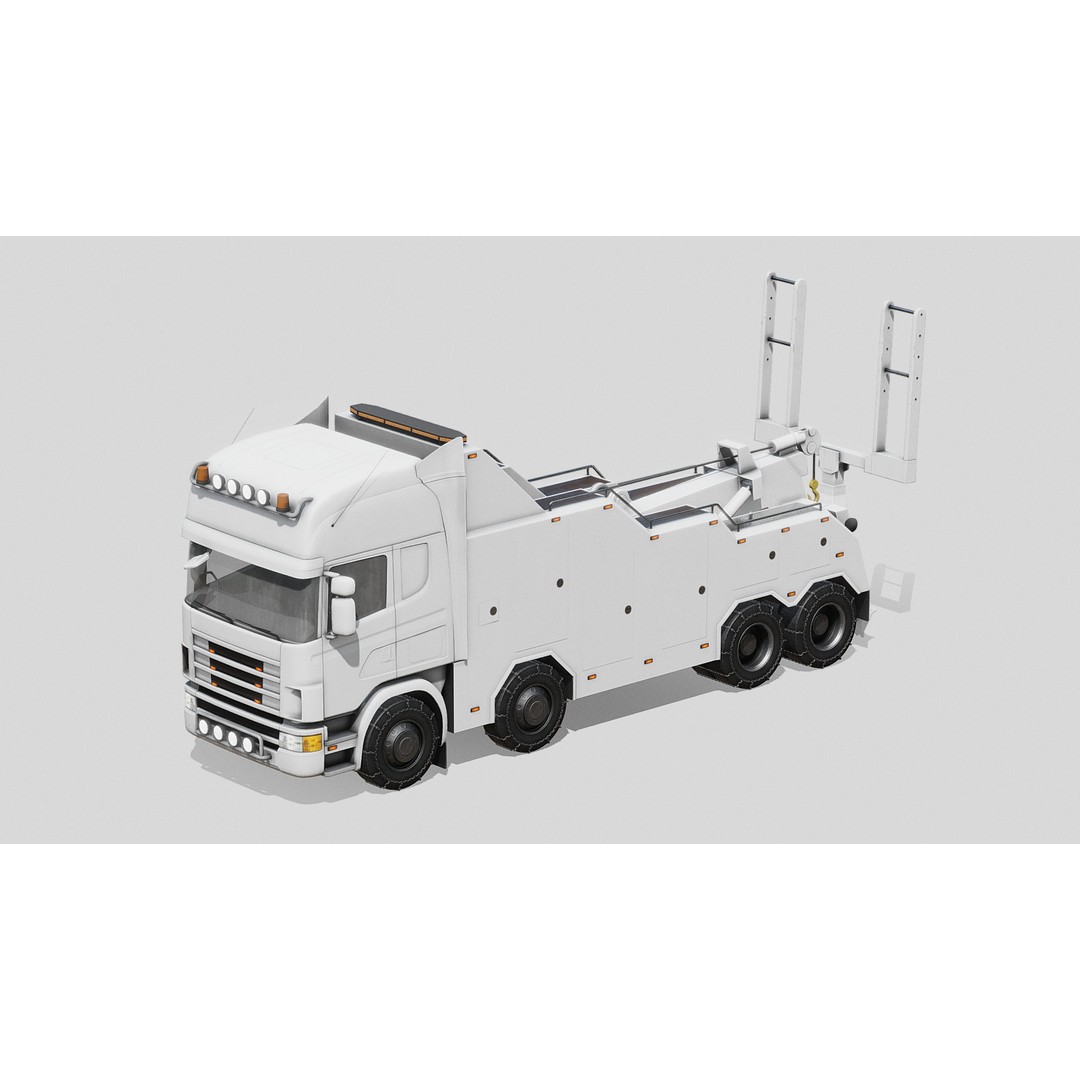 Wrecker Truck 3D Model – Low Poly Game Asset, FBX, PBR Textures - View 3