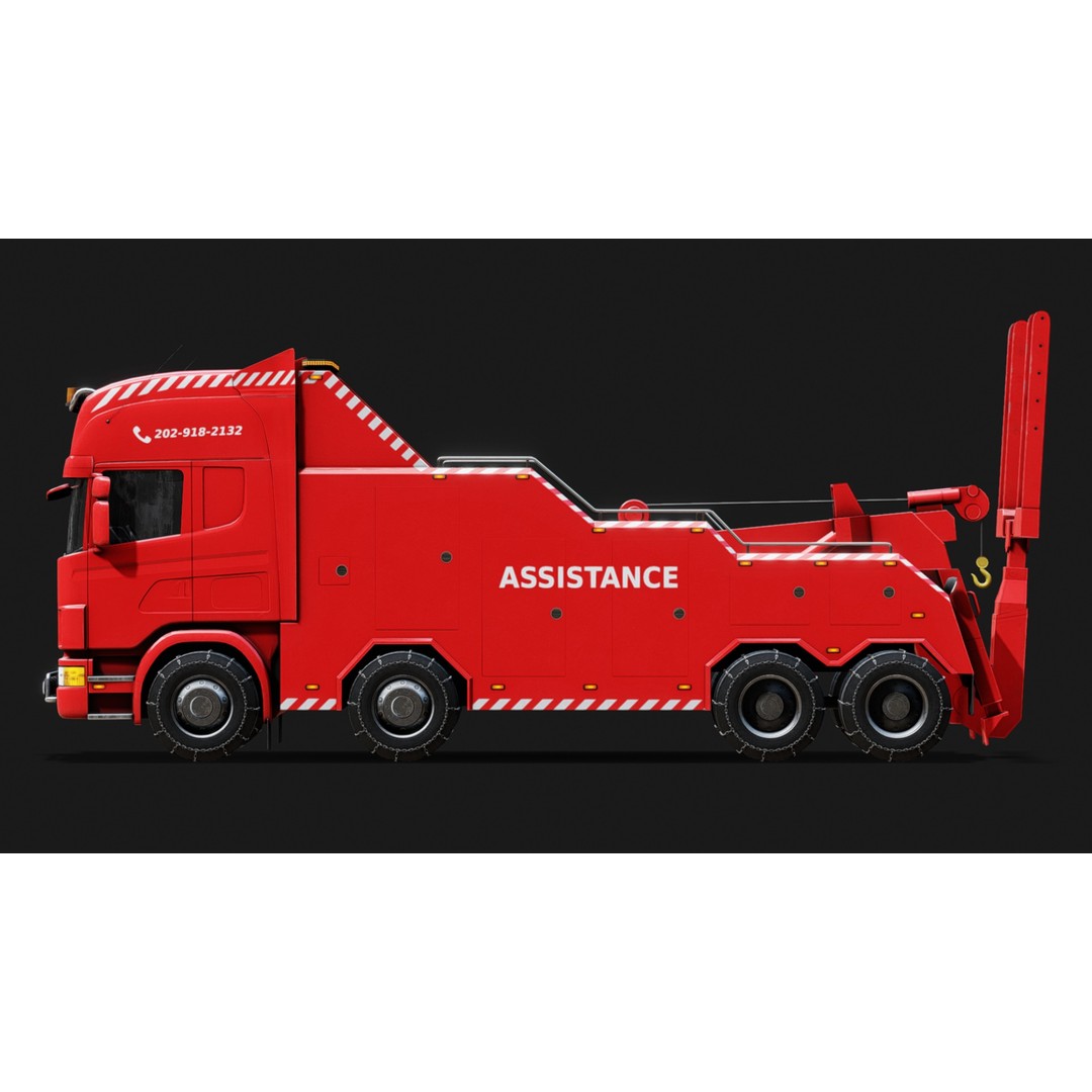 Wrecker Truck 3D Model – Low Poly Game Asset, FBX, PBR Textures - View 6