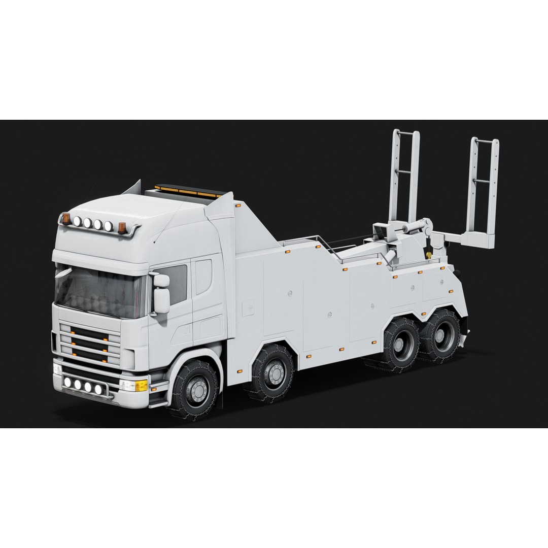 Wrecker Truck 3D Model – Low Poly Game Asset, FBX, PBR Textures - View 7