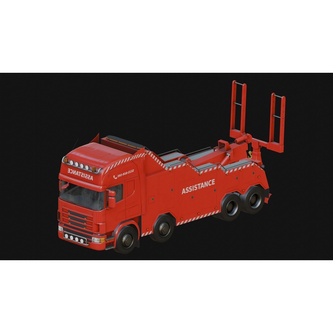 Wrecker Truck 3D Model – Low Poly Game Asset, FBX, PBR Textures - View 8