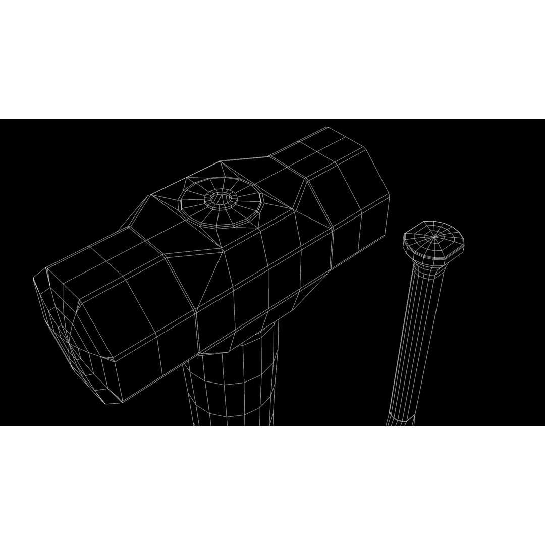 Sledgehammer and Chisel 3D Model – PBR Textured Construction Tools - View 14