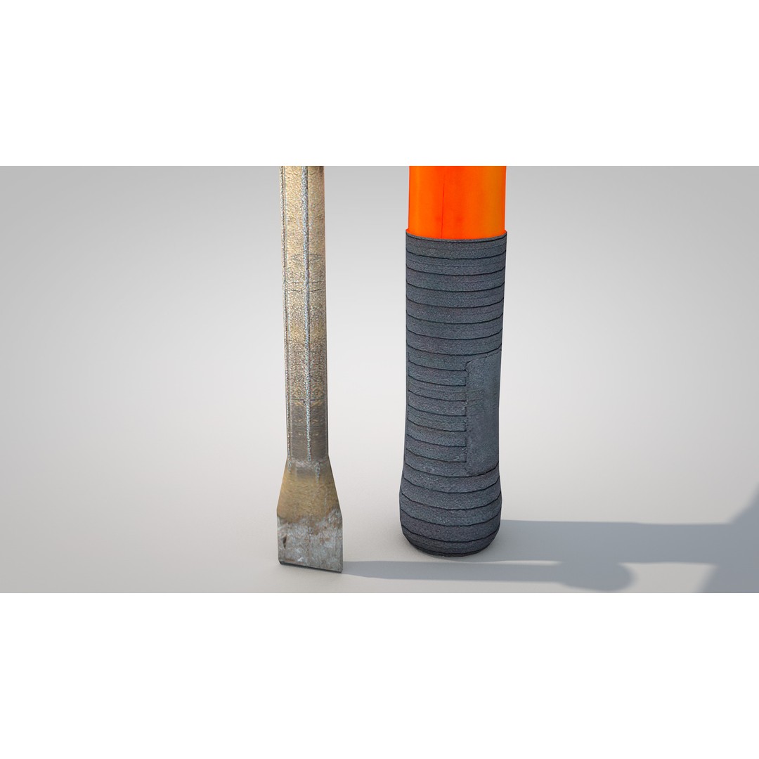 Sledgehammer and Chisel 3D Model – PBR Textured Construction Tools - View 16